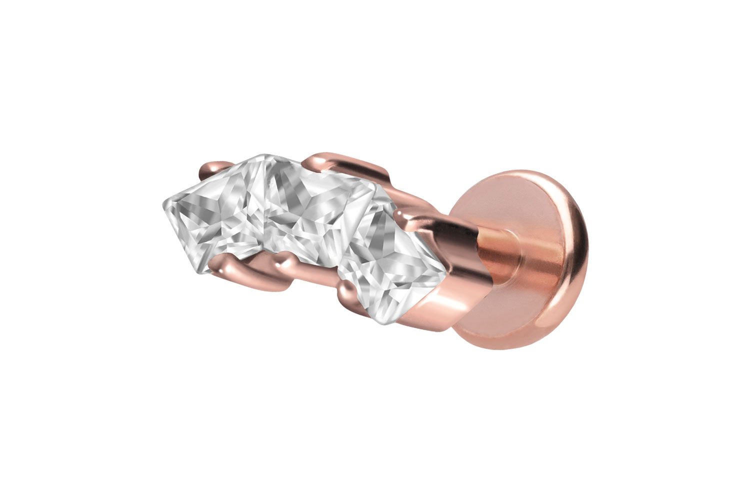 Titan Labret Piercing mit Push Fit EINGEFASSTE KRISTALLTRAPEZE